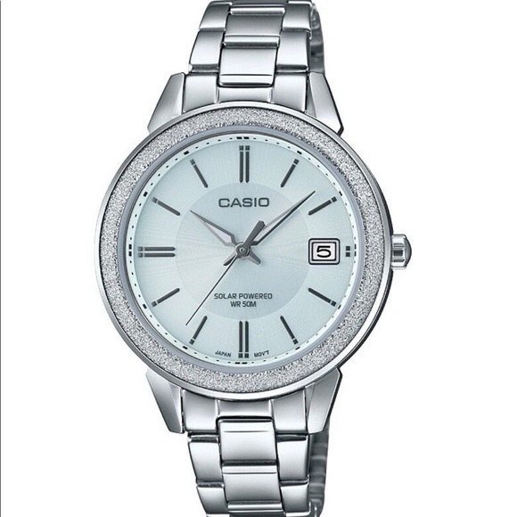 casio silver ladies watch